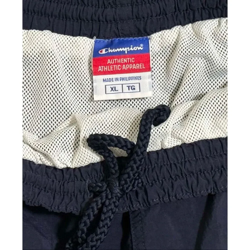 Vintage 90s Champion Nylon Shorts Lined Baggies XL Men’s Embroidered Navy Blue 7